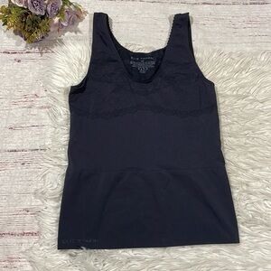 Elie Tahari Black Faux Lace Detail Shapewear Seamless Tank